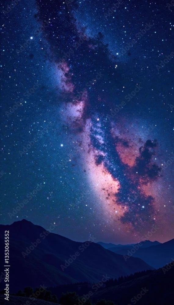Fototapeta premium Cosmic night sky with twinkling stars and galaxy background , infinite, blackness
