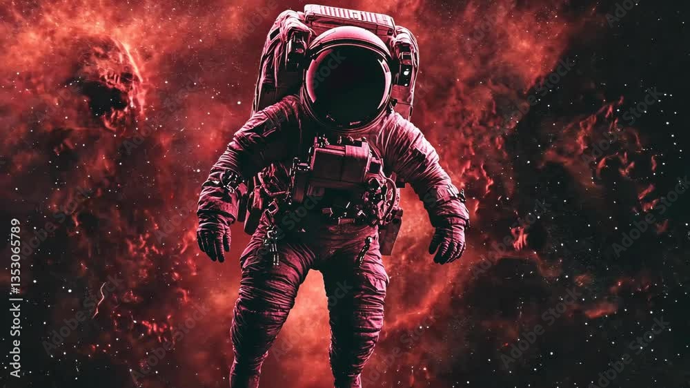 Astronaut floating in a vibrant cosmic background with swirling stars and nebulas in deep space Astronaut floating in a vibrant cosmic background with swirling stars and nebulas in deep space