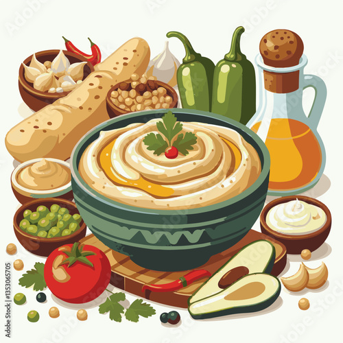 food, eggplant, cuisine, arabic, traditional, appetizer, vegetarian, dip, hummus, babaganoush, turkish, lebanese, vegetable, mediterranean, ganoush, parsley, healthy, snack, arabian, greek, baba, back