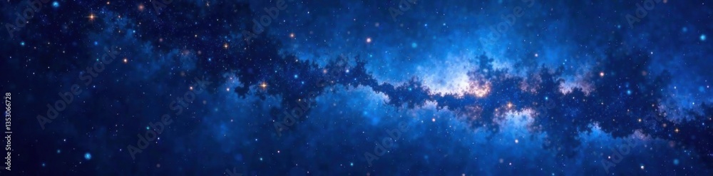 Fototapeta premium Dark blue galaxy background with stars and nebulas, night sky, astronomy