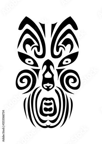 masque maori dessin tribal tattoo ethnique