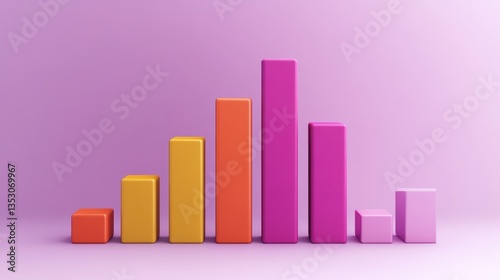 Colorful 3D Bar Graph with Growth Chart, and Data Visualization.