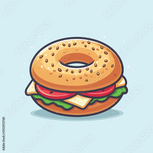 bagel, food, breakfast, bread, bakery, snack, pastry, healthy, fresh, delicious, bun, background, tasty, wheat, meal, white, isolated, round, illustration, nutrition, vector, sweet, object, organic, b