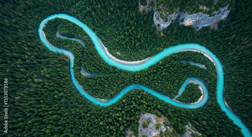Discover Tranquil River Landscapes: Aerial Views of Winding Waterways and Lush Forests
