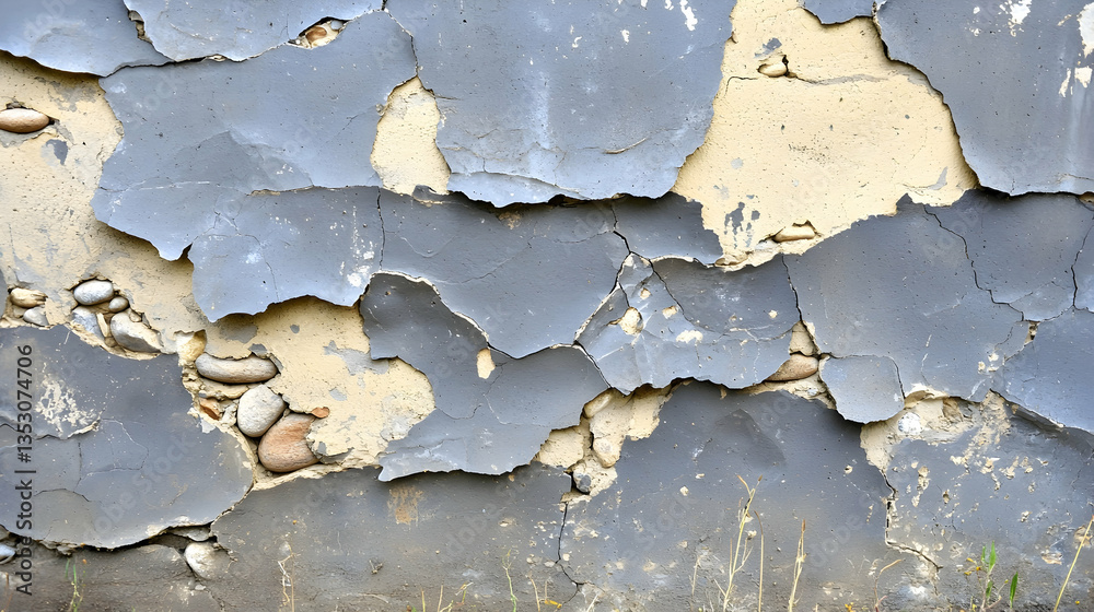 Naklejka premium Peeling paint on old wall, outdoor, texture background, design element