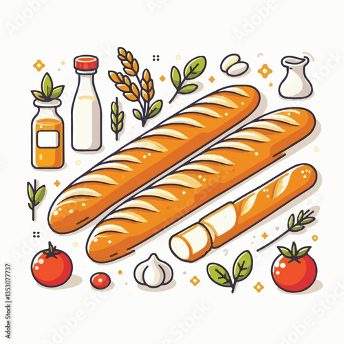 baguette, food, bread, bakery, breakfast, french, bun, meal, fresh, pastry, loaf, wheat, healthy, crust, tasty, nutrition, brown, isolated, flour, bake, organic, background, traditional, delicious, ce