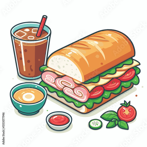 bread, baguette, meal, meat, fresh, food, background, cucumber, carrot, lunch, cuisine, coriander, sandwich, asian, traditional, vietnamese, pork, vietnam, sliced, closeup, cilantro, vegetable, street