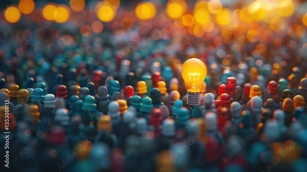 Fototapeta premium Crowdsourcing Ideas: Using collective contributions from a broad group to generate creative and innovative ideas, enhancing problem-solving and fresh solutions.