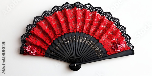 Wallpaper Mural Elegant red and black lace fan on white background Torontodigital.ca