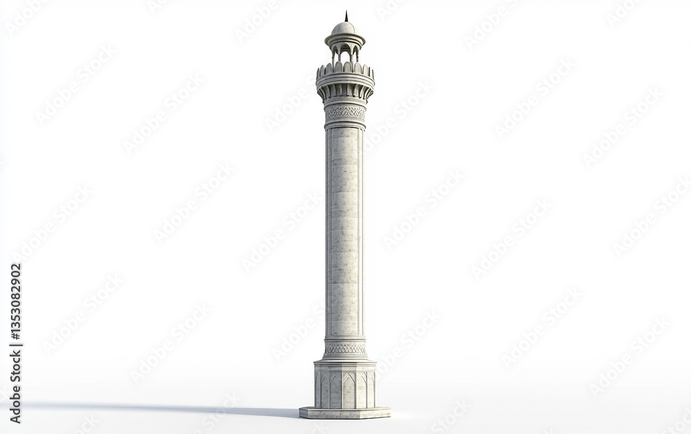 Fototapeta premium A Symbol of Devotion The Minaret Standing Tall Isolated On White Background.