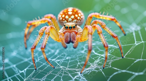 Ornate spider on intricate web