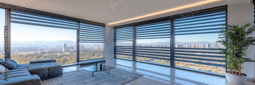 Modern Apartment Living Room with Panoramic City View