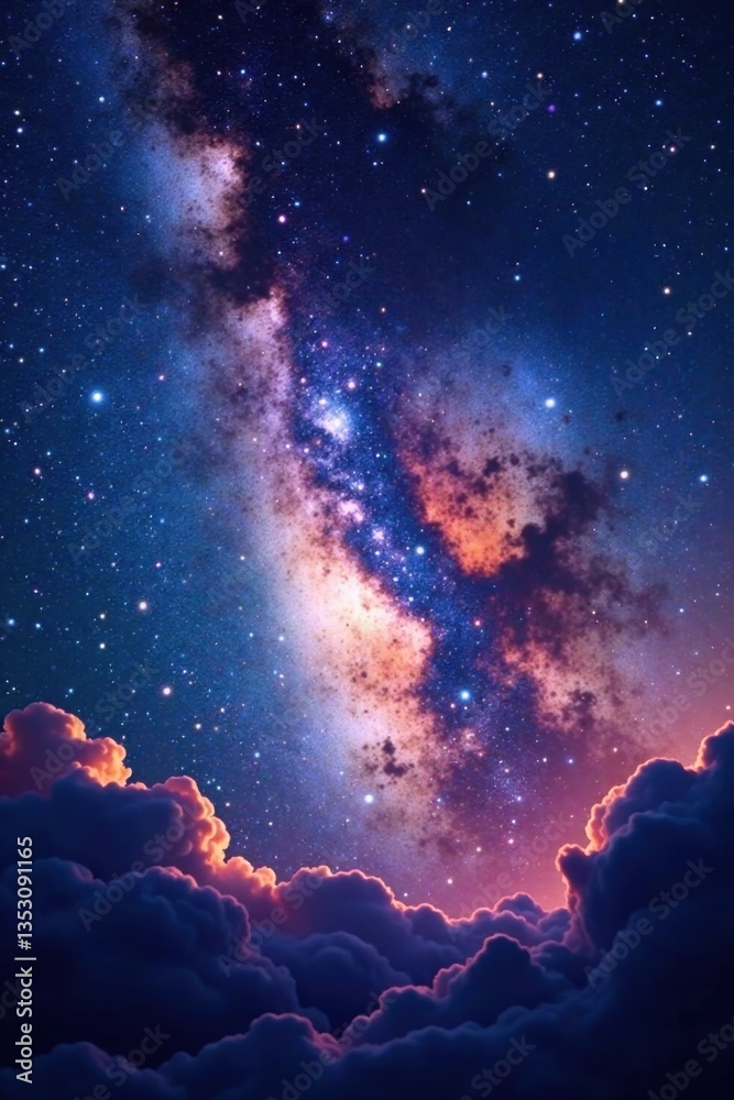 Milky Way galaxy with swirling clouds of gas and dust, night sky, dark Milky Way galaxy with swirling clouds of gas and dust, night sky, dark