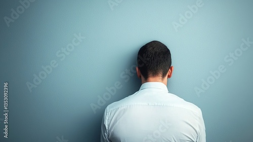 Bullying in Office Harassment Policy Introvert Solitude Individual Comfort A man showing contemplation against a wall.