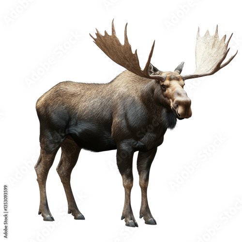 Wallpaper Mural Majestic moose standing gracefully in a natural setting with impressive antlers and strong physique, Majestic Moose, Wild Animals in Various Poses, isolated on Transparent background Torontodigital.ca
