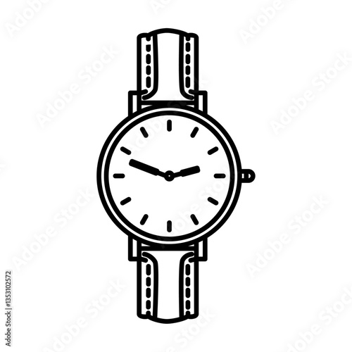 wristwatch outline illustration. watch  black line illustration
