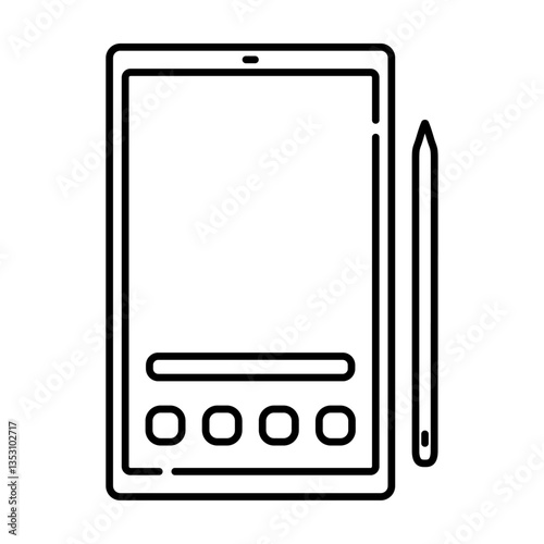 tablet illustration. gadget black line illustration
