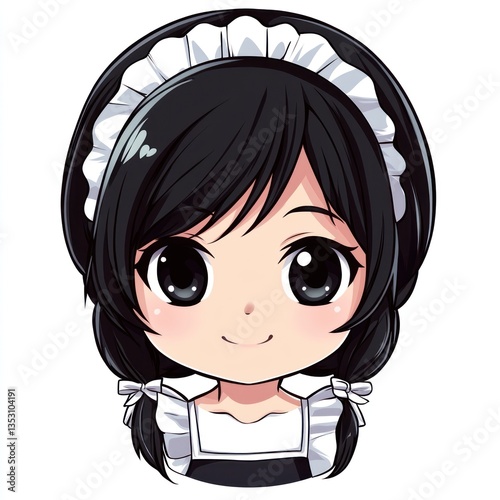 Adorable Anime Maid Girl:  Chibi Style Illustration