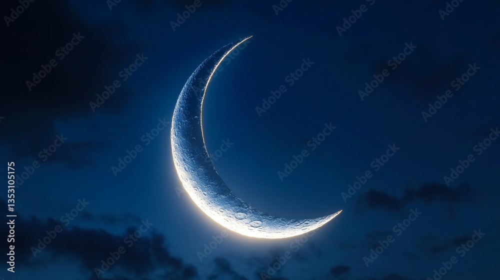 Fototapeta premium Crescent Moon in a Dark Night Sky