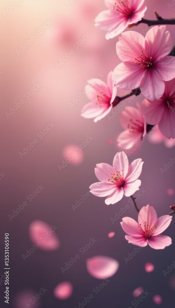 Soft pink sakura petals float gently in soft focus, subtle, nature, serene Soft pink sakura petals float gently in soft focus, subtle, nature, serene