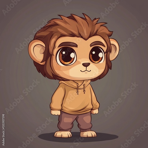 Adorable Cartoon Monkey in Hoodie