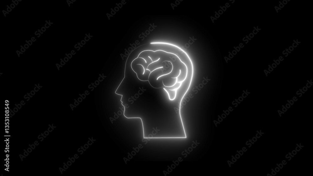 Brain and human head icon, Neon Brain Icon, Glowing Human Intelligence Profile, Futuristic AI Neural Network, Digital Cognition and Innovation Brain and human head icon, Neon Brain Icon, Glowing Human Intelligence Profile, Futuristic AI Neural Network, Digital Cognition and Innovation