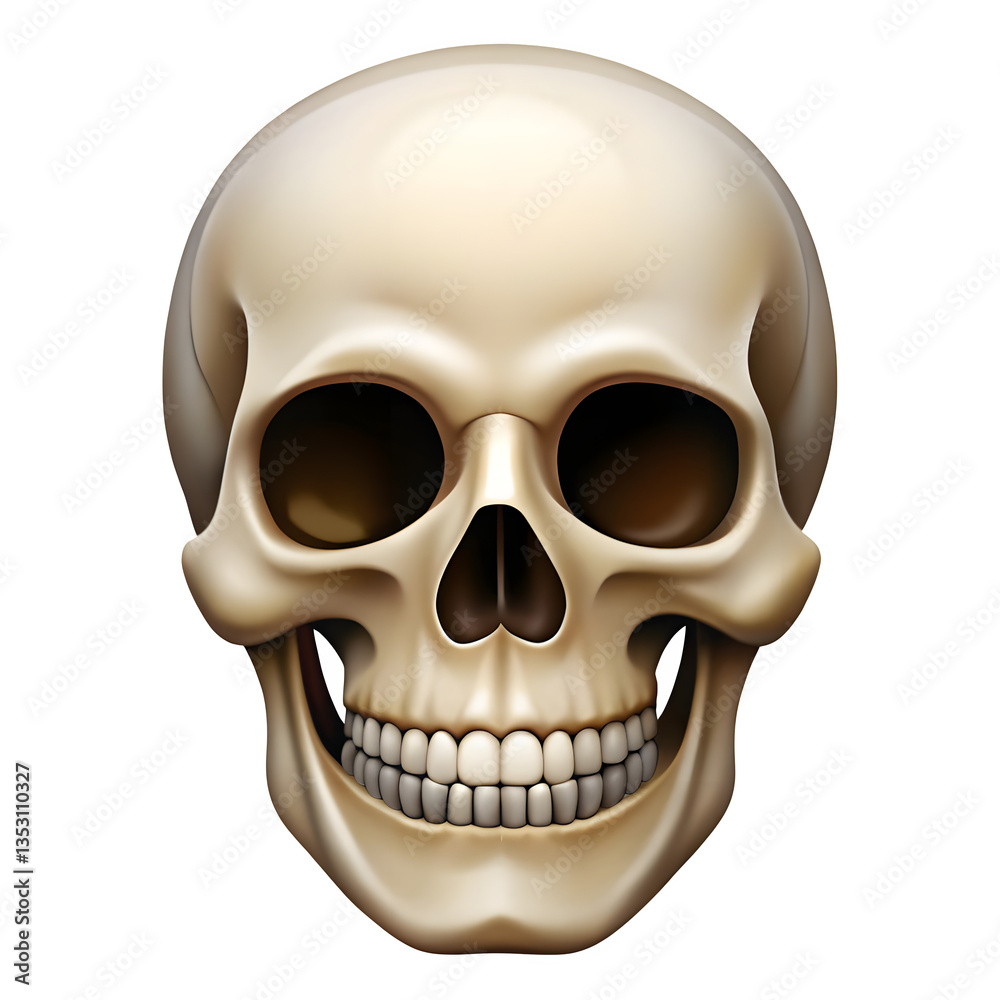 Obraz premium Human Skull PNG – Transparent Cutout Isolated Bone Anatomy
