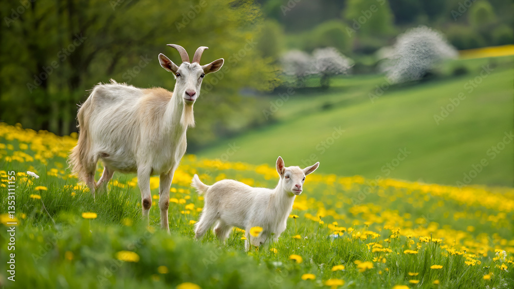 Obraz premium goat on the meadow