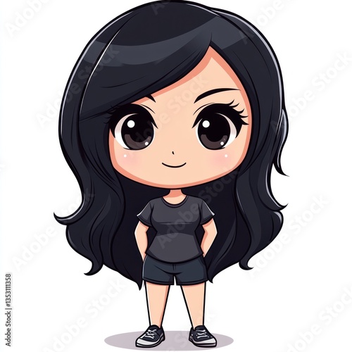 Adorable Anime Girl:  A Cute Cartoon Character Illustration