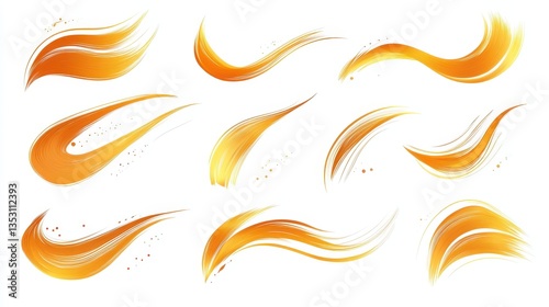Golden Brush Strokes Dynamic Swirls and Swooshes.