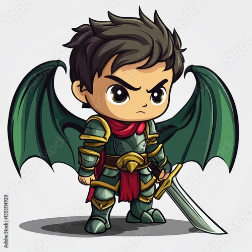 Mighty Dragon Knight: A Fantasy Cartoon Illustration