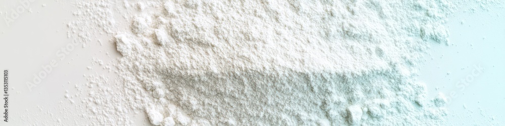 A pile of pale flour on a subtle gradient background, transitioning from white to pale blue A pile of pale flour on a subtle gradient background, transitioning from white to pale blue