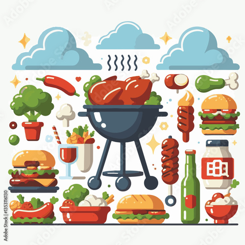 bbq, food, barbecue, grill, party, cooking, meat, picnic, grilling, summer, meal, grilled, cook, beef, cookout, hot, background, barbeque, steak, fire, backyard, pork, flame, delicious, smoke, outdoor