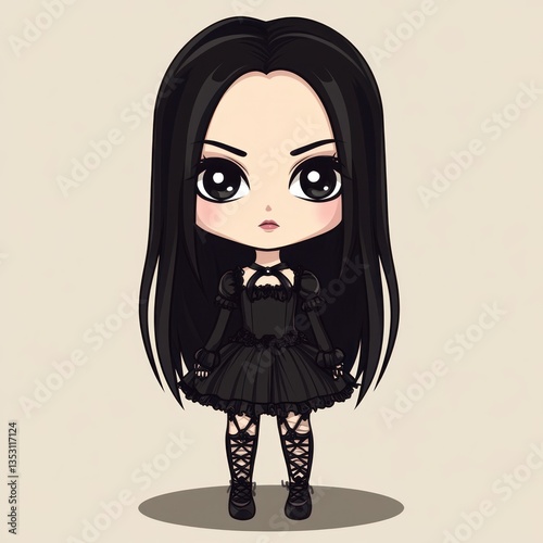 Gothic Lolita: A Darkly Charming Chibi Illustration