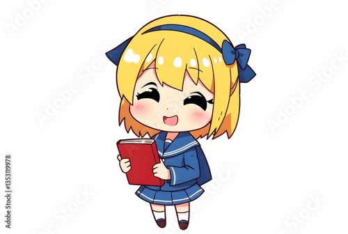 cute chibi school kids.adorable school children illustration.
cartoon students reading books.happy children in school uniform.education cartoon characters
