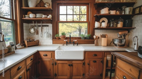 Wallpaper Mural Cozy Rustic Kitchen Featuring Wooden Cabinets and Natural Light Torontodigital.ca