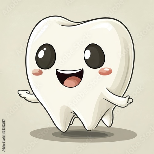 Happy Tooth Cartoon Illustration