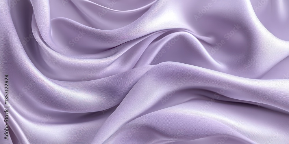 Fototapeta premium A soft lavender silk backdrop with smooth, flowing curves of light gray and white abstract shapes