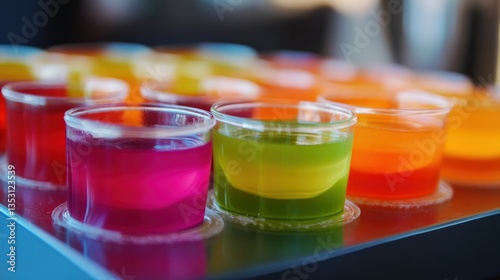 Colorful Jello Shots on Tray in Party Background