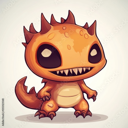 Adorable Orange Dragon Illustration