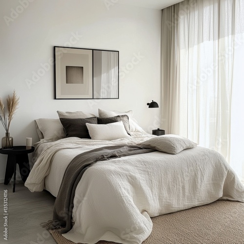 Cozy Bedroom Interior with Soft Textiles and Natural Light