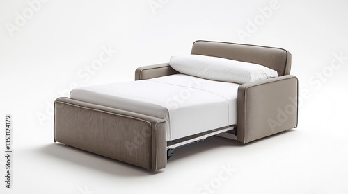 Modern Convertible Sofa Bed Against White Background