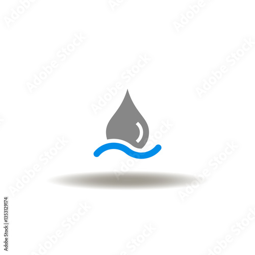 Vector illustration of drop and wave line. Symbol of absorption. Icon of absorb of water, drugs.