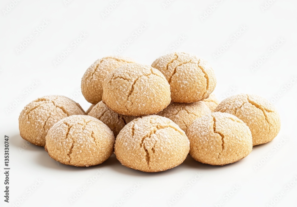 Soft and Sweet Cookies with Powdered Sugar Dusting on a Light Background, Perfect for Dessert or Snack Treats in a Bakery or Café Setting Soft and Sweet Cookies with Powdered Sugar Dusting on a Light Background, Perfect for Dessert or Snack Treats in a Bakery or Café Setting