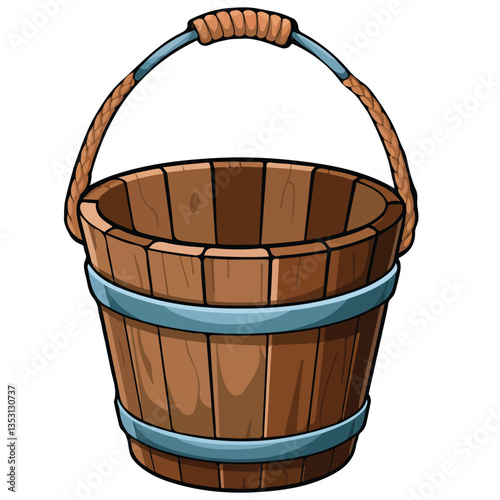 Wooden bucket without water isolated��