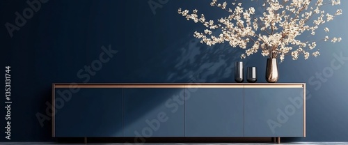 Modern Minimalist Navy Blue Media Console Home Decor