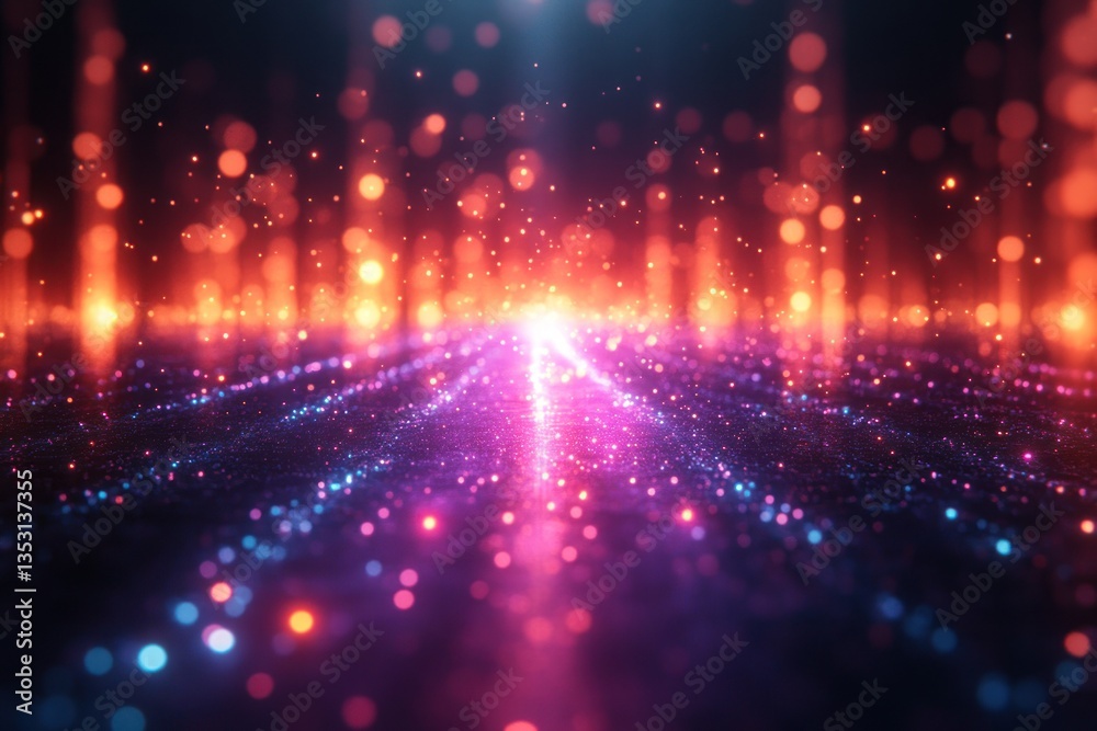 Abstract digital particles pathway glowing vibrant colors Abstract digital particles pathway glowing vibrant colors