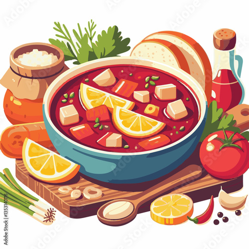 soup, food, borscht, bowl, ukrainian, dish, lunch, dinner, vegetable, beet, cream, cuisine, borsch, beetroot, red, meat, traditional, healthy, meal, homemade, hot, gourmet, plate, garlic, tasty, cooki