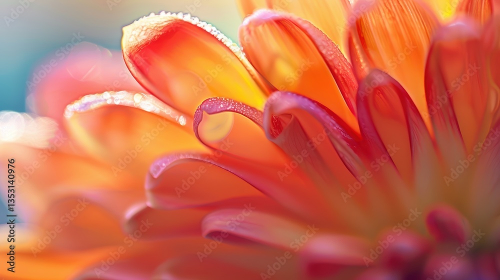 Fototapeta premium Close-up of a vibrant flower with dew-kissed petals.
