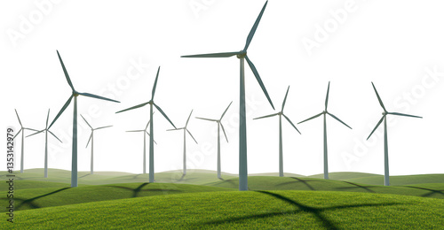 Wind Turbines Generating Clean Energy on Rolling Green Hills A Sustainable Power Source